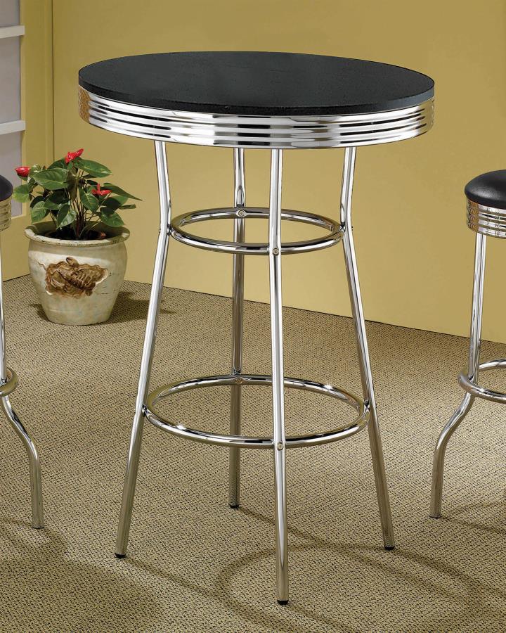 Round Bar Table Black and Chrome_0
