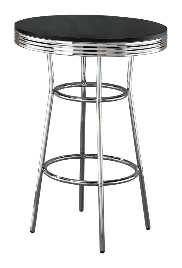 Round Bar Table Black and Chrome_1