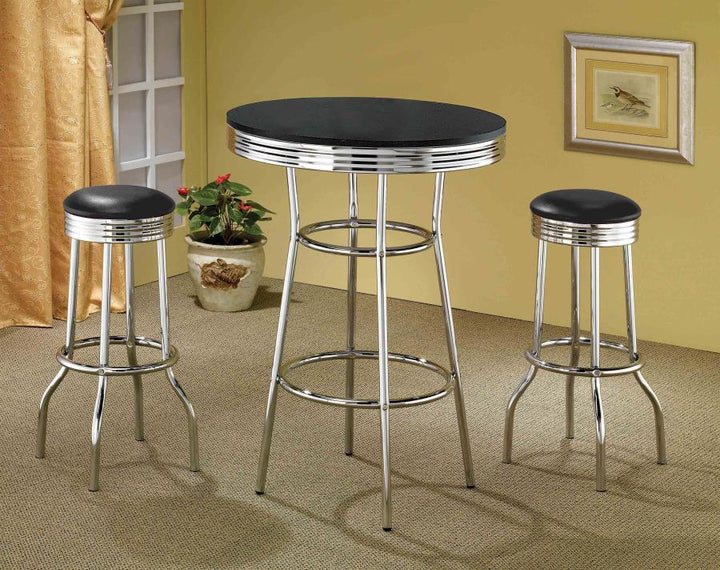 Round Bar Table Black and Chrome_3