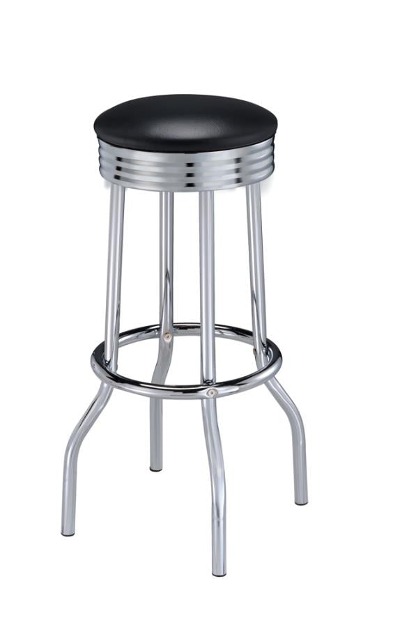 Upholstered Top Bar Stools Black and Chrome (Set of 2)_1