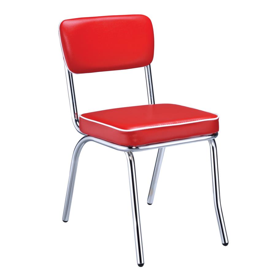 Retro Open Back Side Chairs Red and Chrome (Set of 2)_0