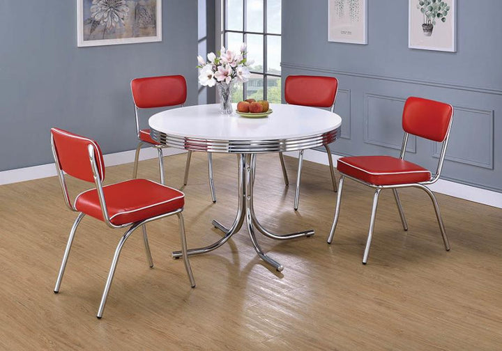 Retro Open Back Side Chairs Red and Chrome (Set of 2)_8
