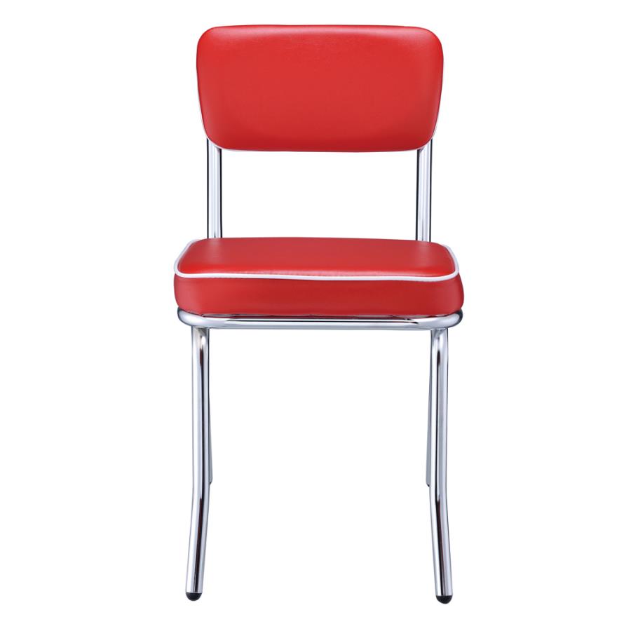 Retro Open Back Side Chairs Red and Chrome (Set of 2)_1