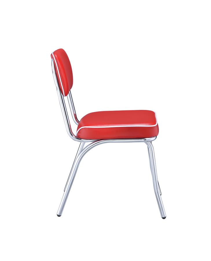Retro Open Back Side Chairs Red and Chrome (Set of 2)_2