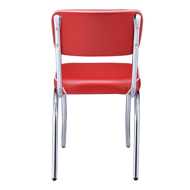 Retro Open Back Side Chairs Red and Chrome (Set of 2)_3
