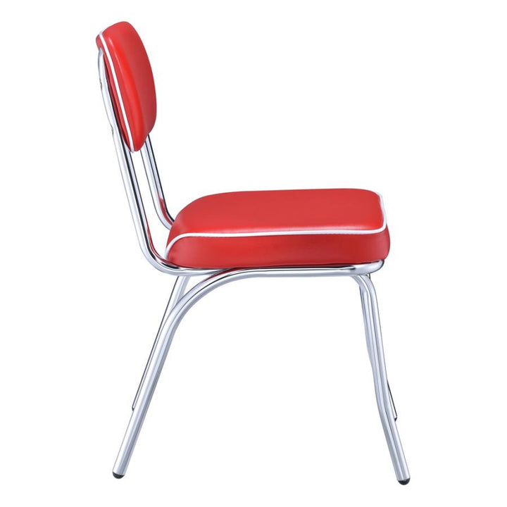 Retro Open Back Side Chairs Red and Chrome (Set of 2)_4