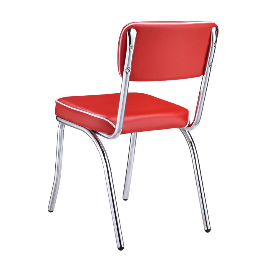 Retro Open Back Side Chairs Red and Chrome (Set of 2)_5