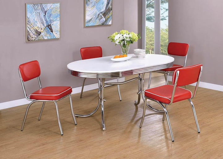 Retro Open Back Side Chairs Red and Chrome (Set of 2)_7