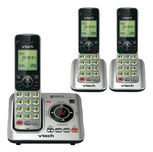 VTech - CS6629-3 DECT 6.0 Expandable Cordless Phone With Digital Answering System, 3 Handsets - Silver_0