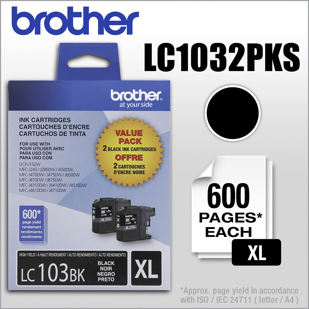 Brother - LC1032PKS XL High-Yield 2-Pack Ink Cartridges - Black_3