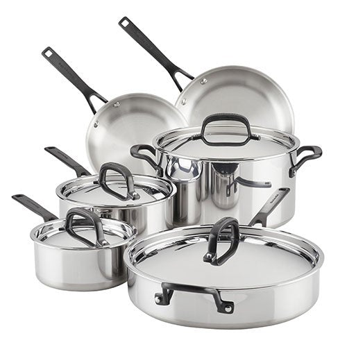 10pc Stainless Steel 5-Ply Clad Cookware Set_0