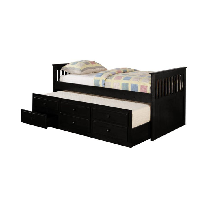 Twin Captain's Daybed with Storage Trundle Black_1
