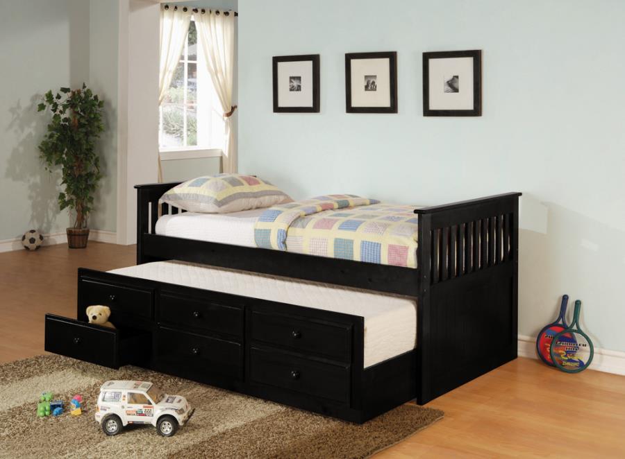 Twin Captain's Daybed with Storage Trundle Black_0