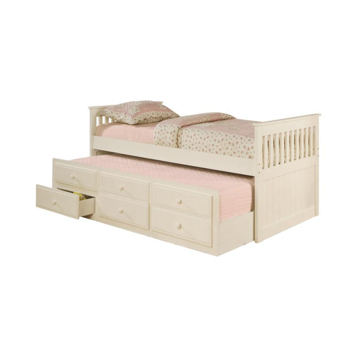 Twin Captain's Bed with Storage Trundle White_1