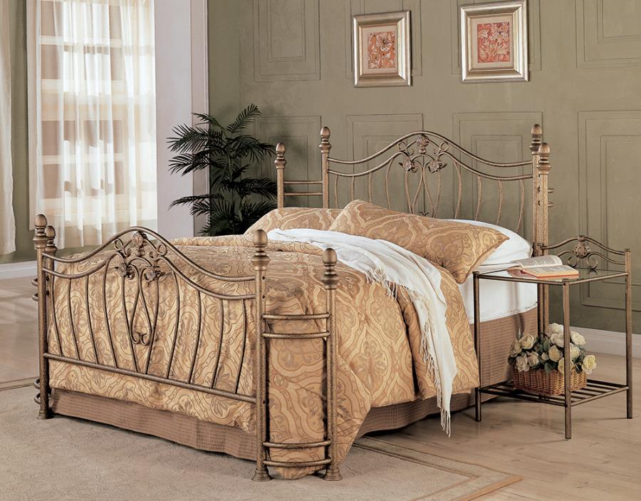 Sydney Queen Bed Antique Brushed Gold_0
