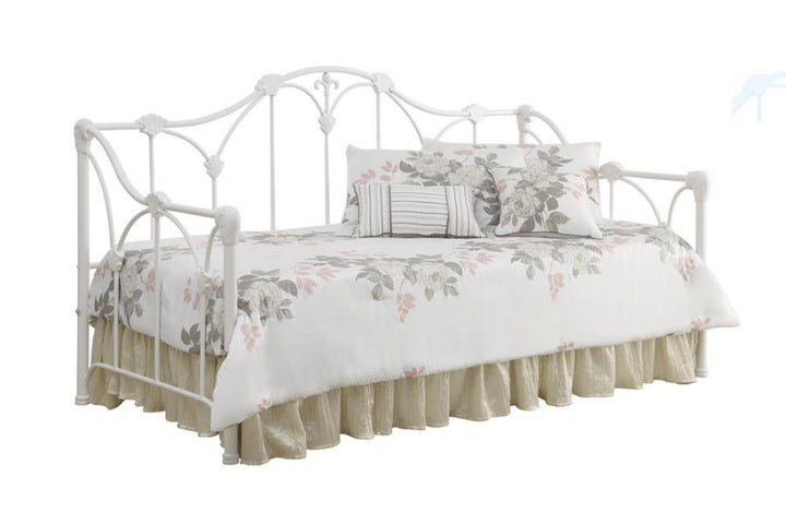 Twin Metal Daybed with Floral Frame White_1