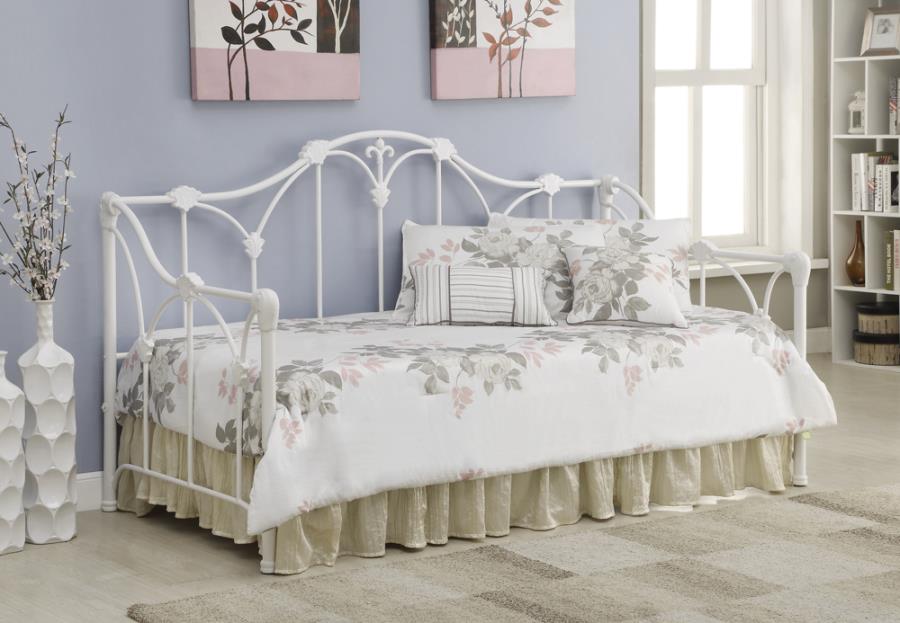 Twin Metal Daybed with Floral Frame White_0