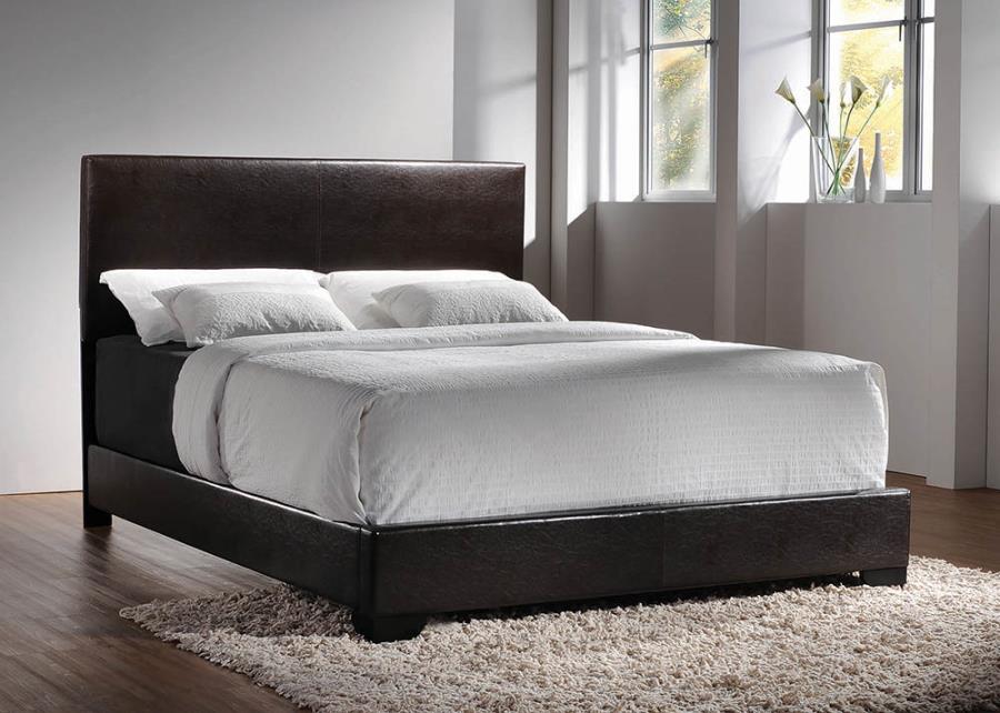 Conner Full Upholstered Panel Bed Dark Brown_1