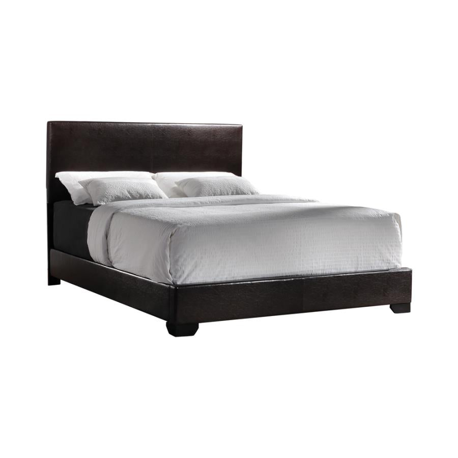 Conner Twin Upholstered Panel Bed Dark Brown_1