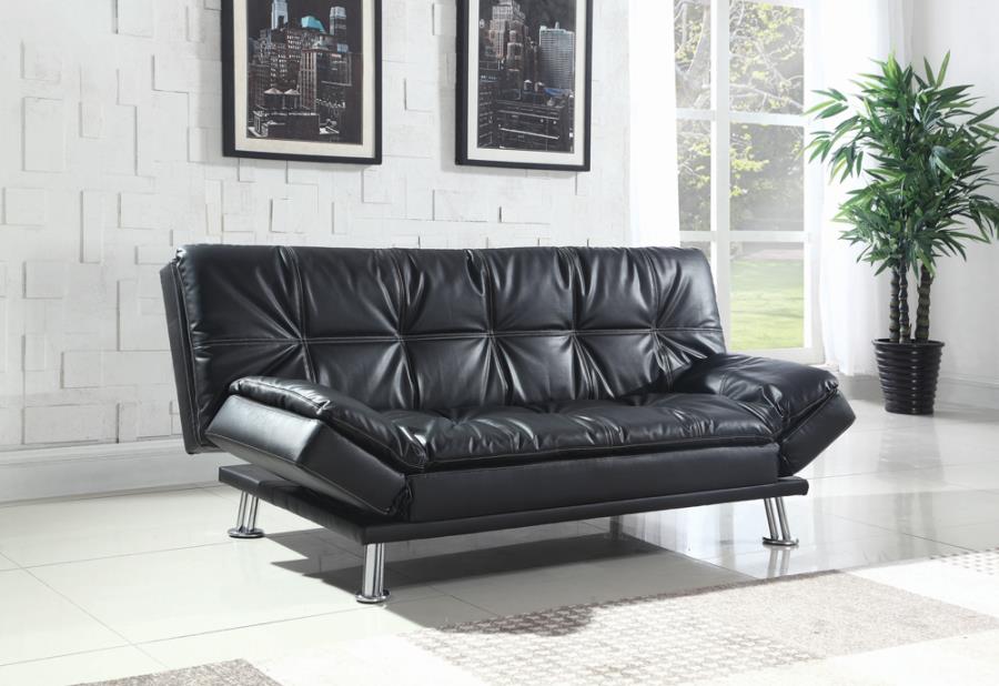 Dilleston Tufted Back Upholstered Sofa Bed Black_0