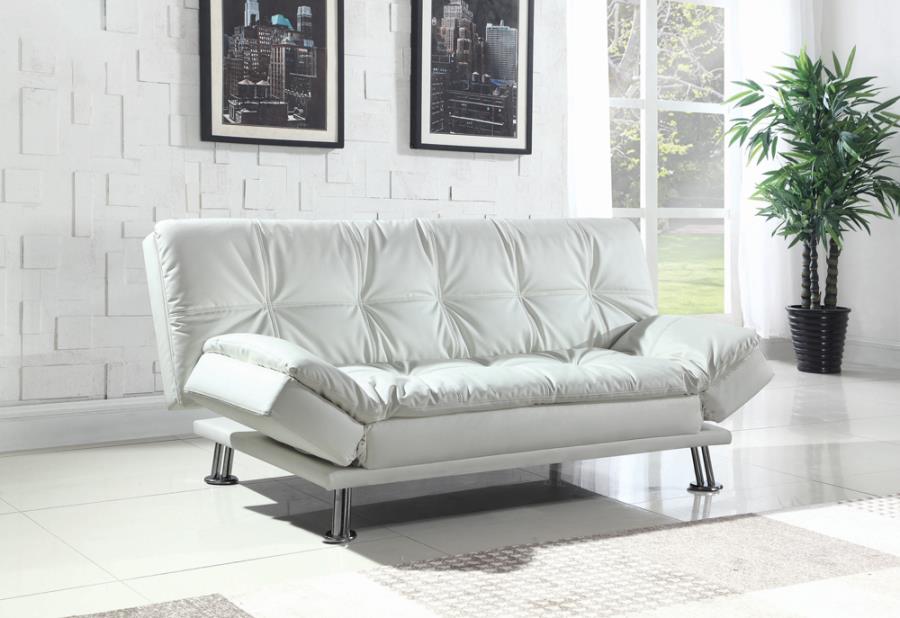 Dilleston Tufted Back Upholstered Sofa Bed White_0