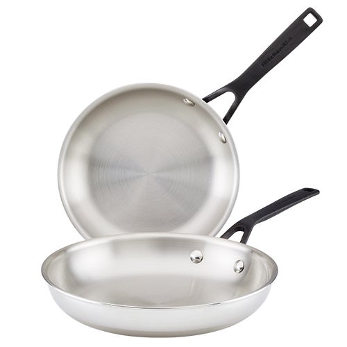5-Ply Clad Stainless Steel 2pc Fry Pans 8" & 10"_0