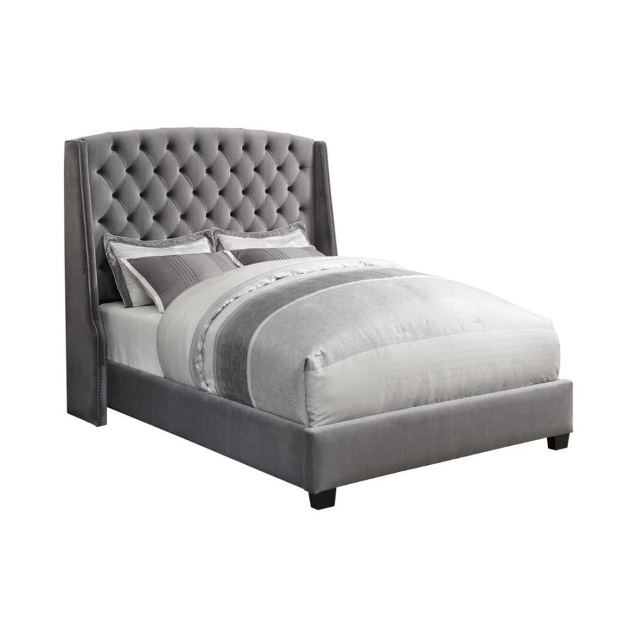 Pissarro Eastern King Tufted Upholstered Bed Grey_1