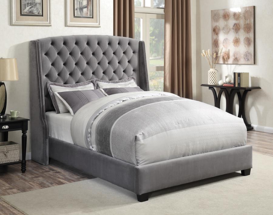 Pissarro Eastern King Tufted Upholstered Bed Grey_0
