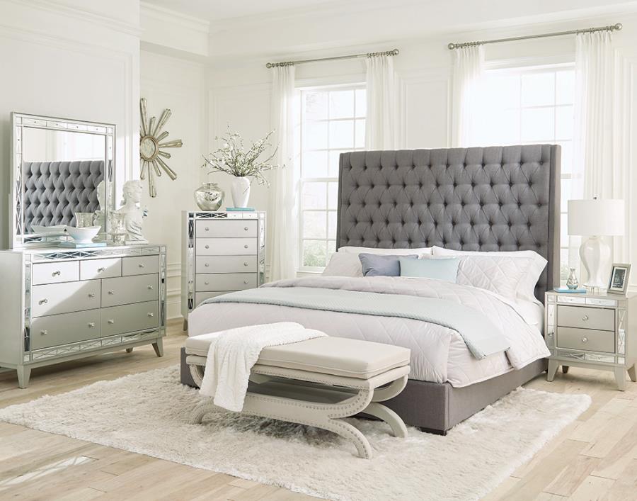 Camille 4-piece Eastern King Bedroom Set Grey and Metallic Mercury_0