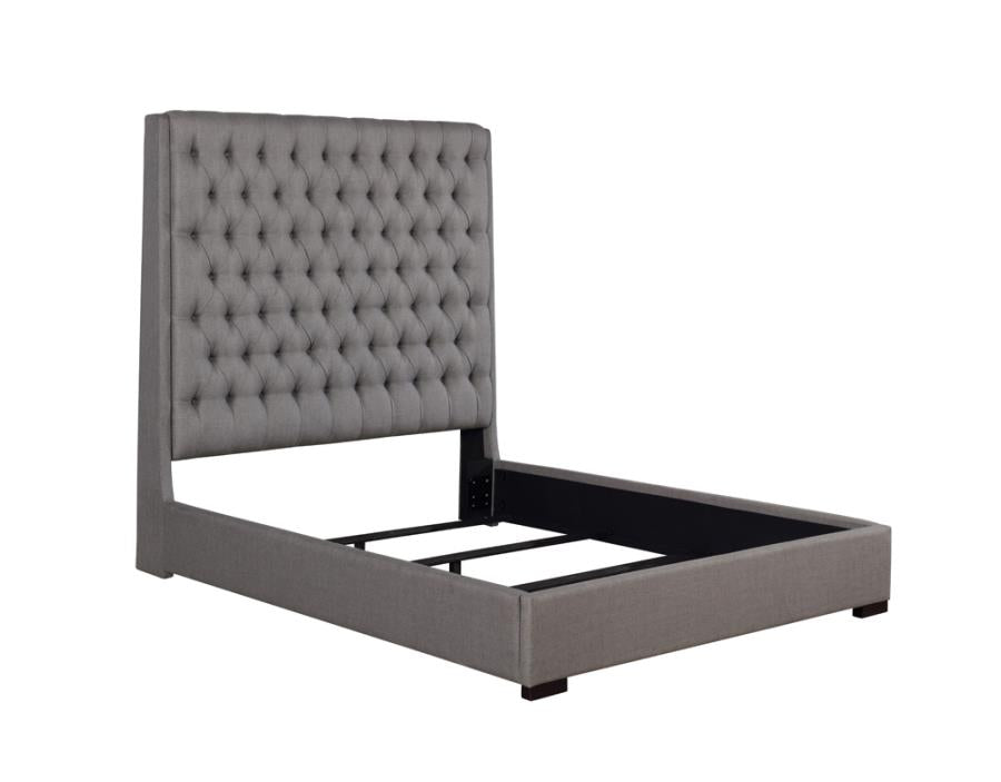 Camille Eastern King Button Tufted Bed Grey_1