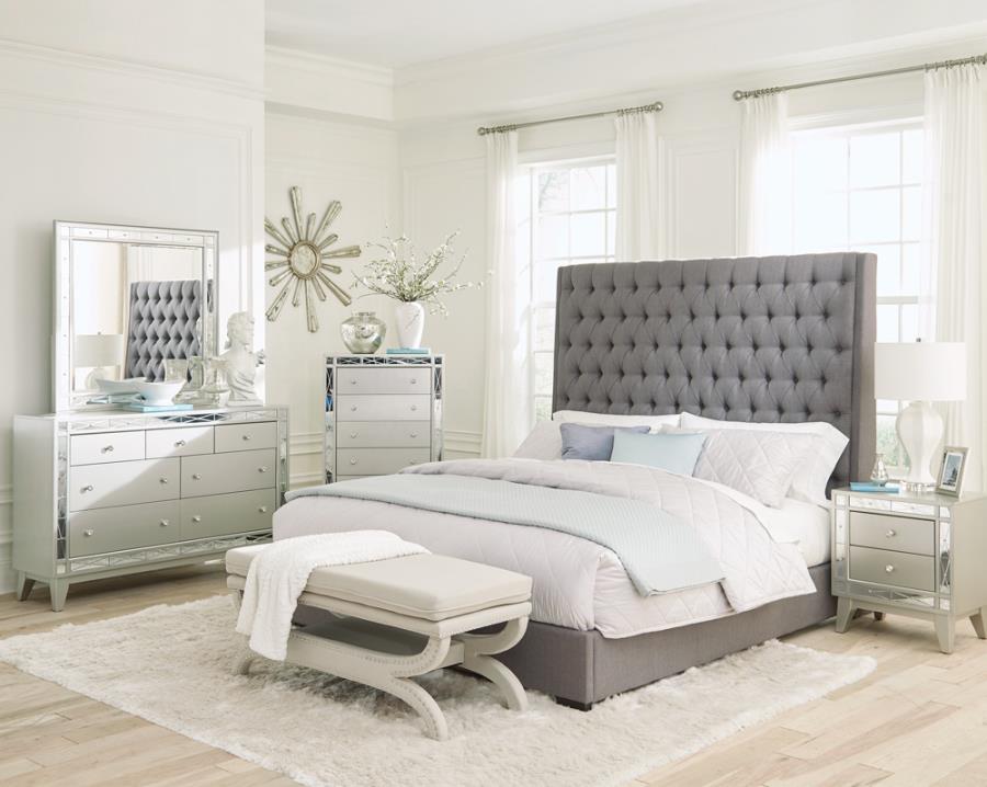 Camille 4-piece California King Bedroom Set Grey and Metallic Mercury_1