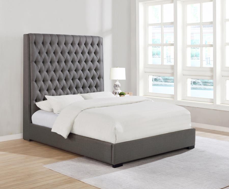 Camille California King Button Tufted Bed Grey_0