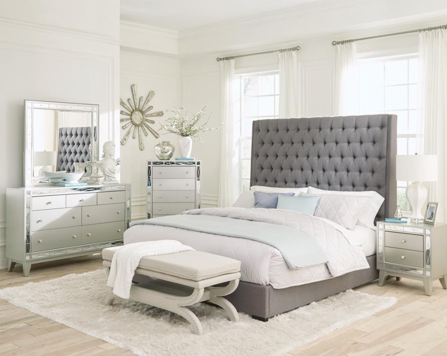 Camille Queen Button Tufted Bed Grey_3