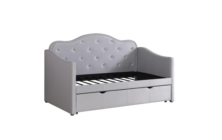 Upholstered Twin Daybed with Trundle Pearlescent Grey_6