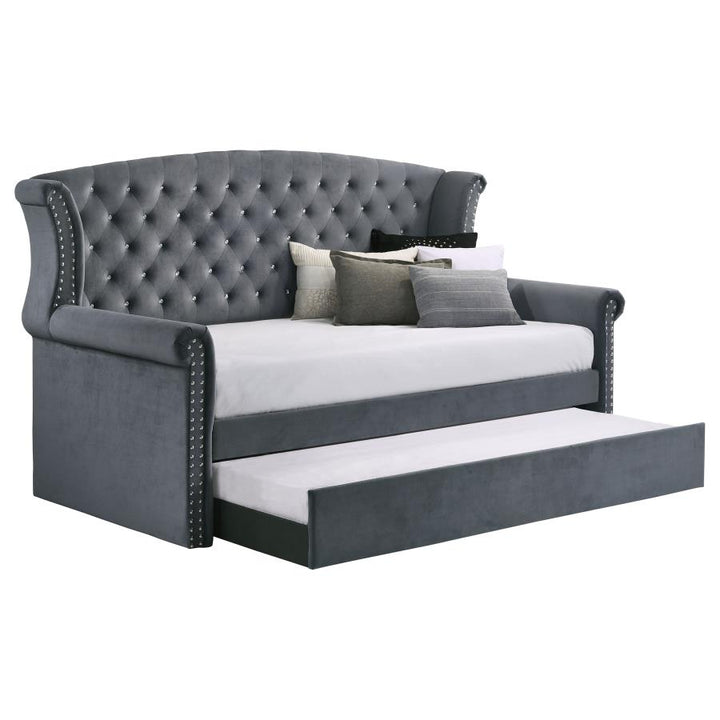 Scarlett Upholstered Tufted Twin Daybed with Trundle_1