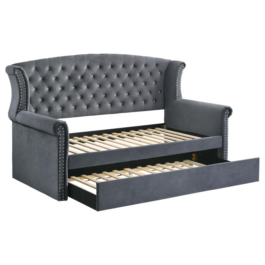 Scarlett Upholstered Tufted Twin Daybed with Trundle_2