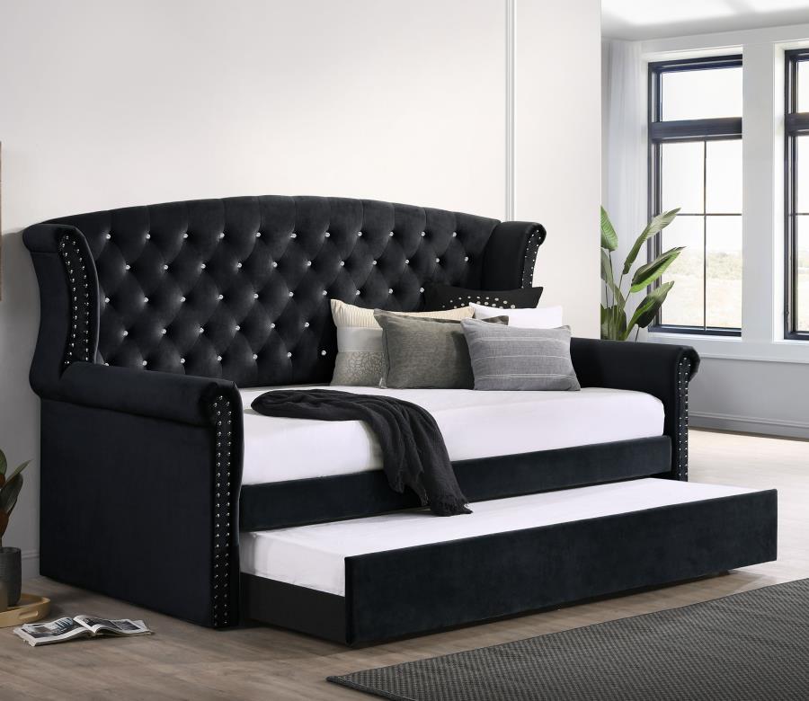 Scarlett Upholstered Tufted Twin Daybed with Trundle_0