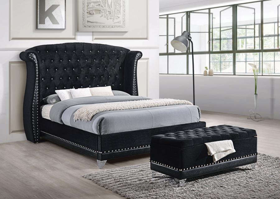 Barzini Eastern King Tufted Upholstered Bed Black_0