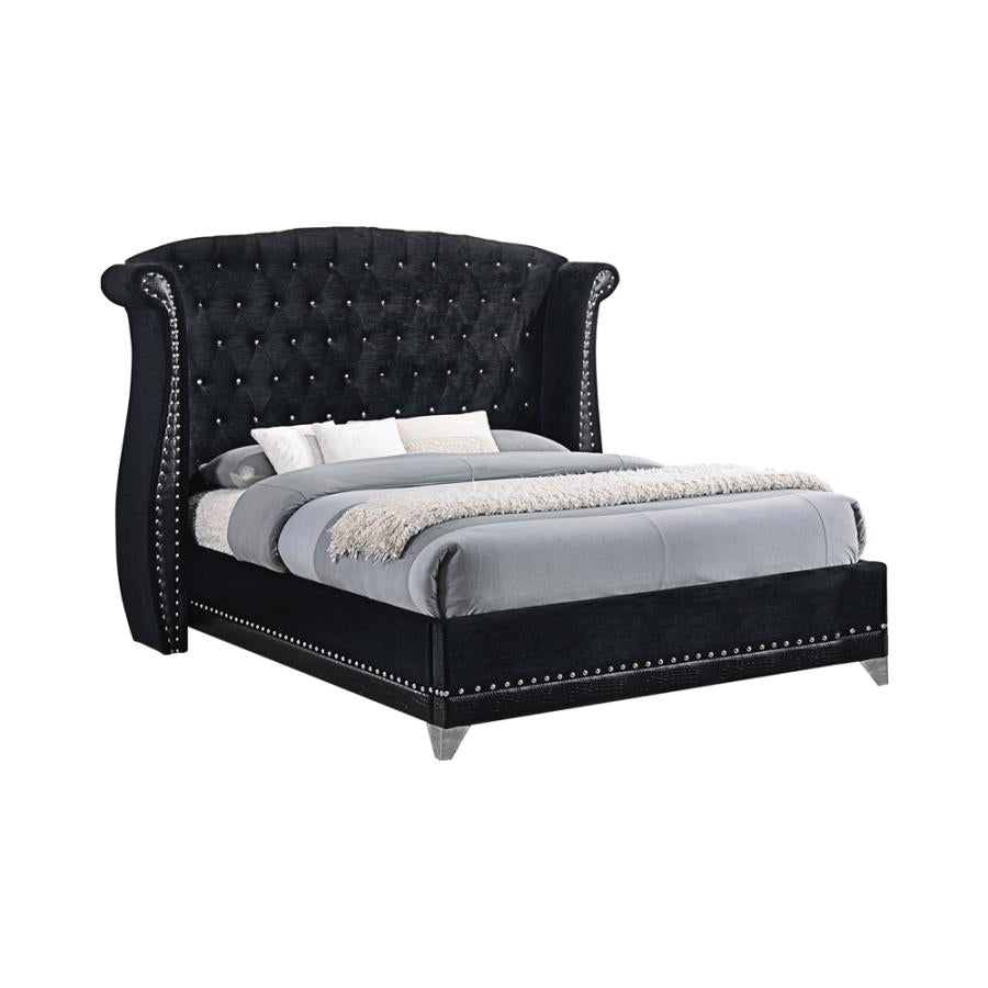 Barzini California King Tufted Upholstered Bed Black_1