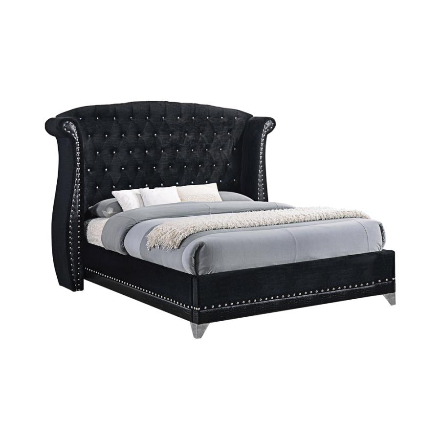 Barzini Queen Tufted Upholstered Bed Black_1