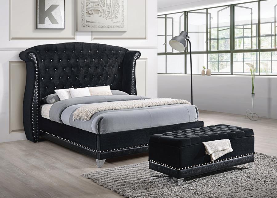 Barzini Queen Tufted Upholstered Bed Black_0