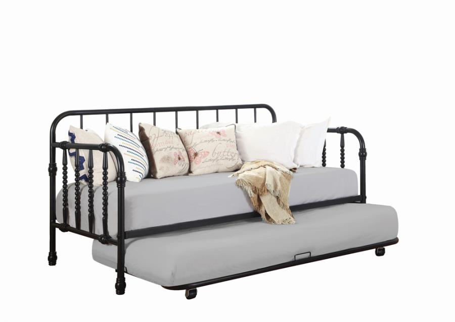 Twin Metal Daybed with Trundle Black_3