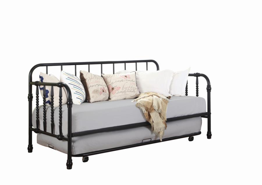 Twin Metal Daybed with Trundle Black_2