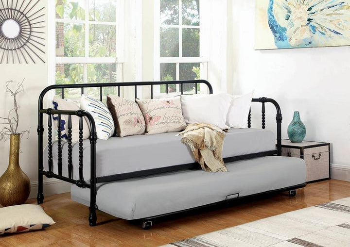 Twin Metal Daybed with Trundle Black_0