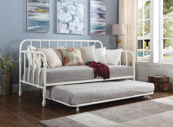 Twin Metal Daybed with Trundle White_0