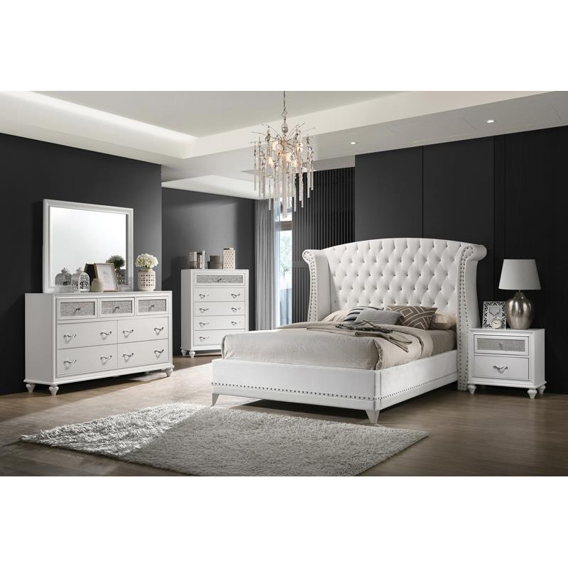 Barzini Upholstered Tufted Bedroom Set White_0