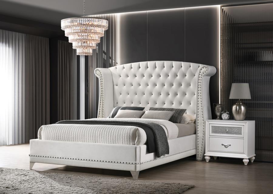 Barzini Queen Wingback Tufted Bed White_0