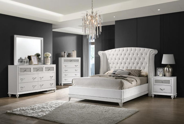 Barzini Queen Wingback Tufted Bed White_2