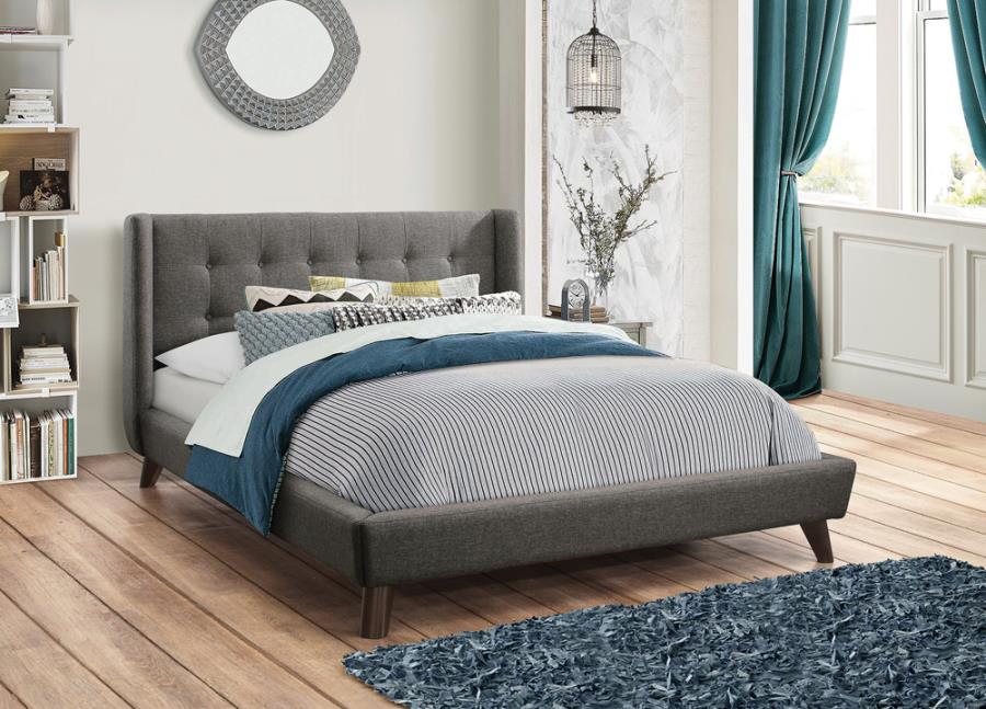 Carrington Button Tufted Eastern King Bed Grey_0