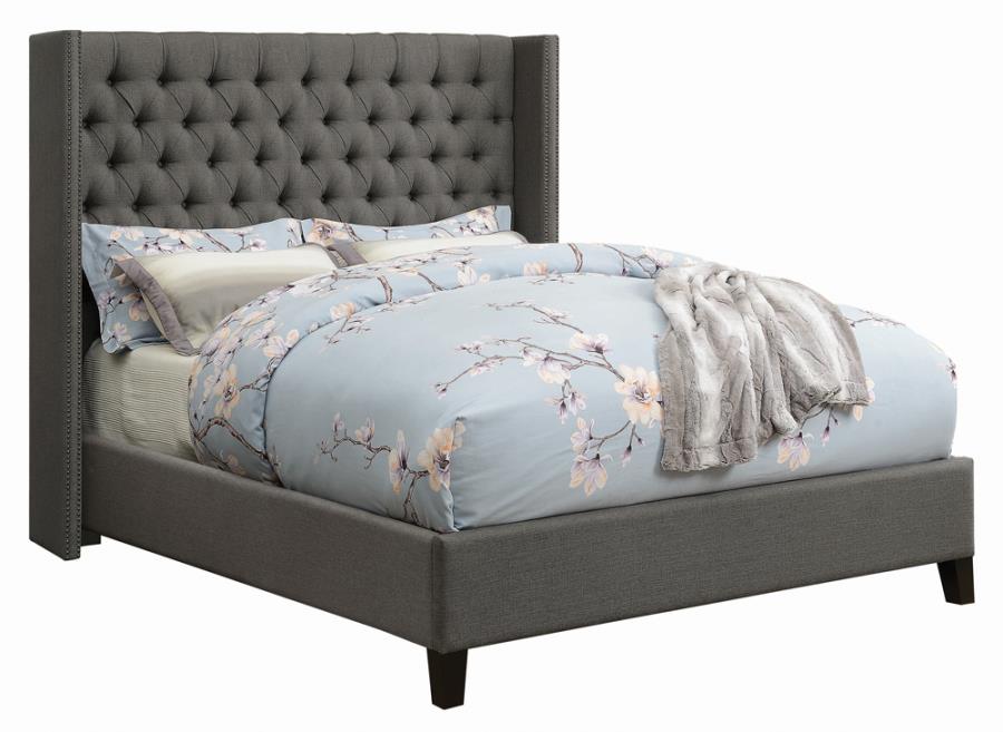 Bancroft Demi-wing Upholstered California King Bed Grey_2